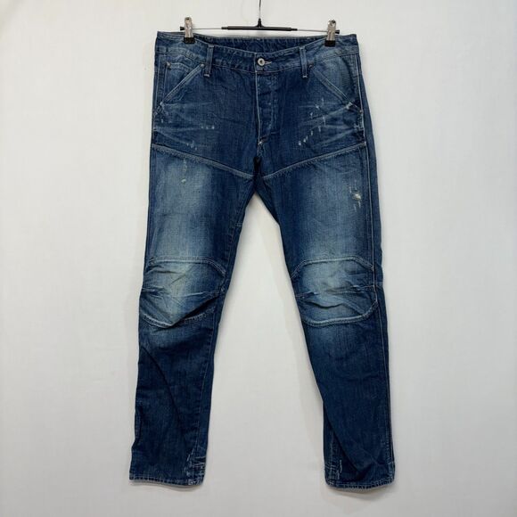 G-Star Raw Men 5620 3D Low Tapered Jeans Size 36x34 Blue Denim Italy D051 -20 - Picture 1 of 16